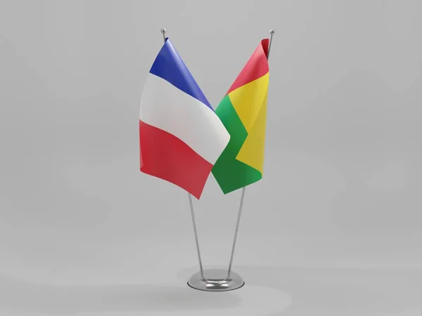 Guinea Bissau Banderas Cooperación Francia Fondo Blanco Render — Foto de Stock