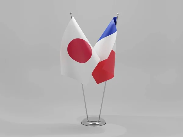 France Japan Cooperation Flags White Background Render — Stock Photo, Image