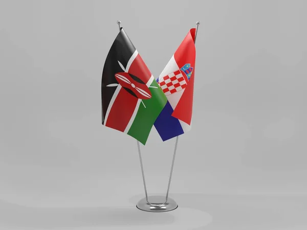 克罗地亚 肯尼亚合作旗 白色背景 3D渲染 — 图库照片