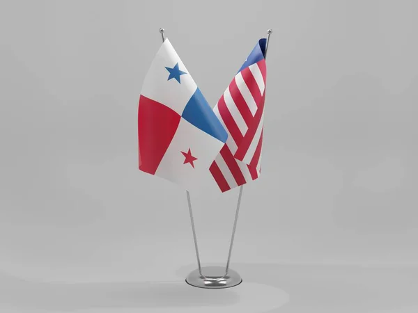 Liberia Panama Kooperationsfahnen Weißer Hintergrund Render — Stockfoto