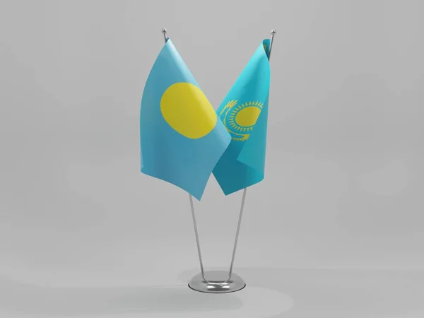 Kazachstán Palau Cooperation Flags Bílé Pozadí Render — Stock fotografie