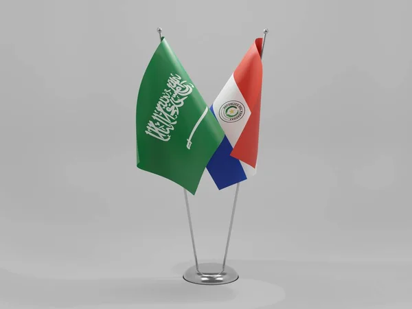Paraguay Samenwerking Saoedi Arabië Vlaggen Witte Achtergrond Render — Stockfoto