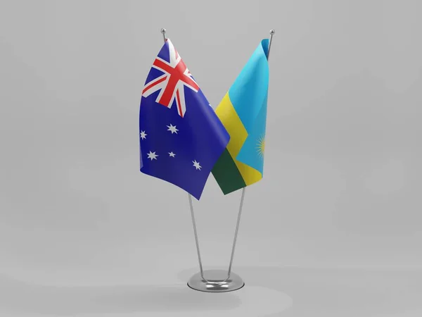 Σημαίες Συνεργασίας Ρουάντα Αυστραλίας Λευκό Φόντο Render — Φωτογραφία Αρχείου