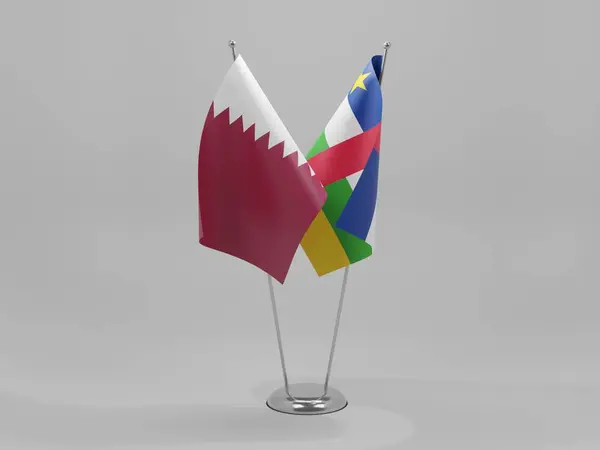 Центральноафриканская Республика Катар Флаги Сотрудничества Белый Фон Рендер — стоковое фото