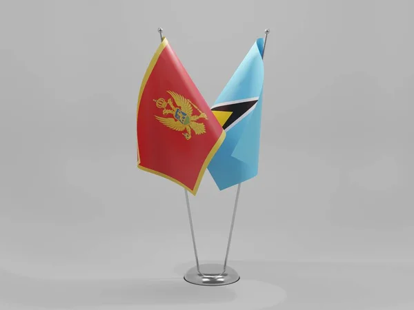 Santa Lucia Montenegro Bandiere Cooperazione Sfondo Bianco Render — Foto Stock