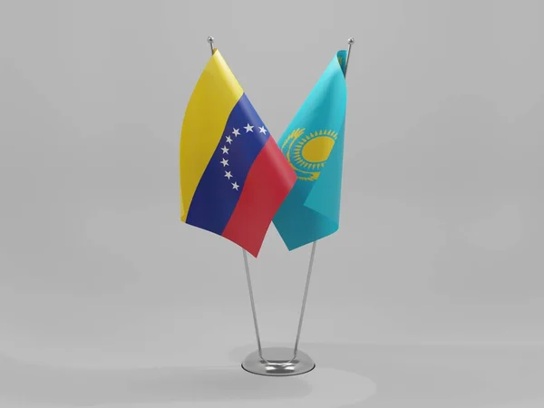 Kazakhstan Venezuela Cooperation Flags White Background Render — Stock Photo, Image