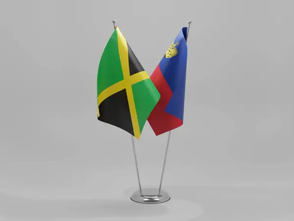 Λιχτενοτάιν Τζαμάικα Σημαίες Συνεργασίας Λευκό Φόντο Render — Φωτογραφία Αρχείου