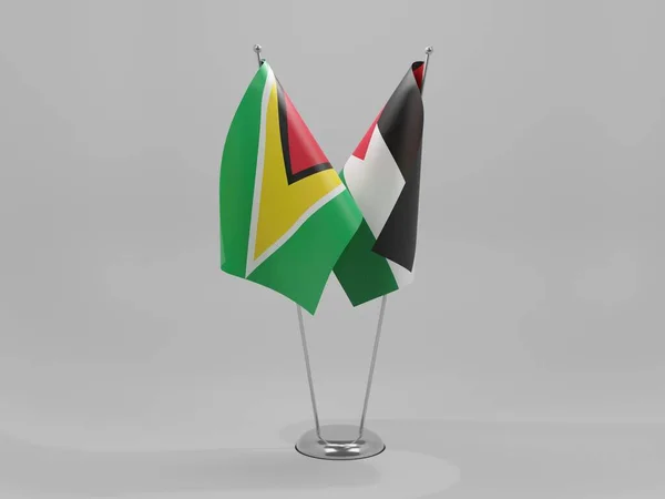 Palestina Samenwerking Met Guyana Vlaggen Witte Achtergrond Render — Stockfoto