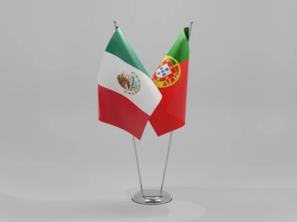 Portugal Mexico Cooperation Flags White Background Render — 스톡 사진