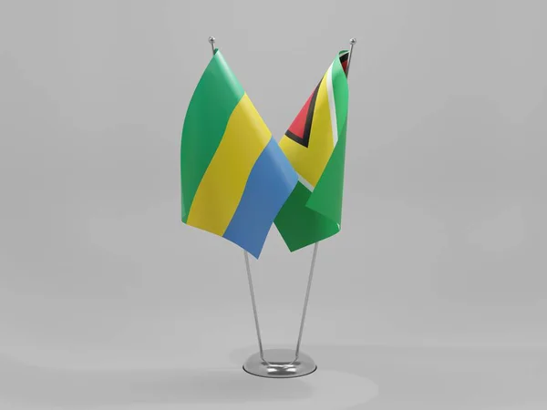 Guyana Bandiere Cooperazione Gabon Sfondo Bianco Render — Foto Stock