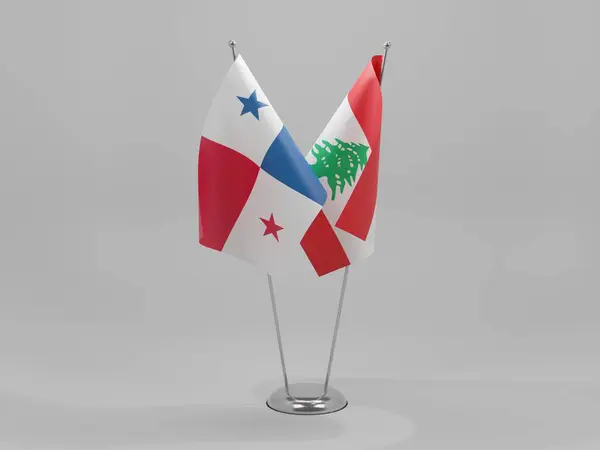 Libanon Panama Kooperationsflaggen Weißer Hintergrund Render — Stockfoto
