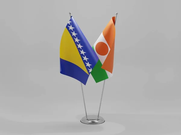 Níger Bósnia Herzegovina Bandeiras Cooperação Fundo Branco Render — Fotografia de Stock