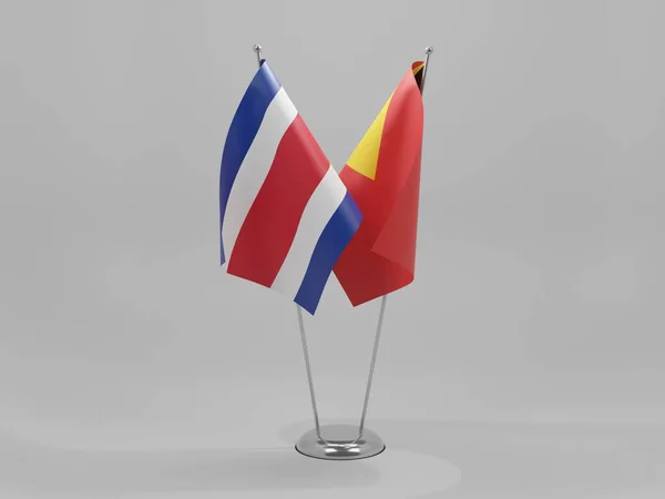 东帝汶 哥斯达黎加合作旗 白色背景 3D渲染 — 图库照片
