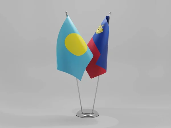 Liechtenstein Palau Cooperation Flags Weißer Hintergrund Render — Stockfoto