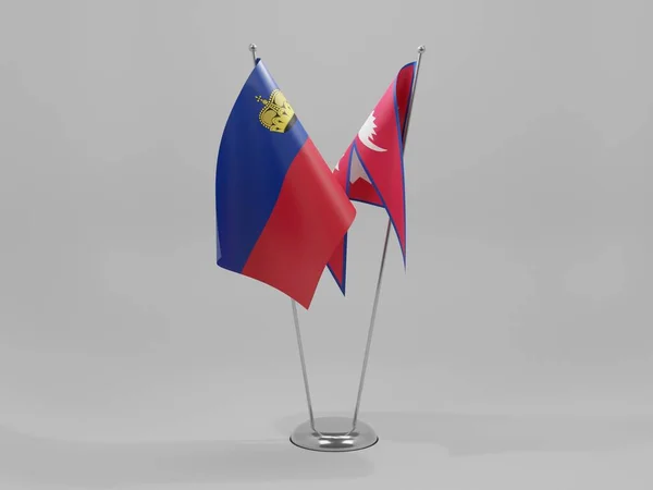 Σημαίες Συνεργασίας Νεπάλ Λιχτενστάιν Λευκό Φόντο Render — Φωτογραφία Αρχείου