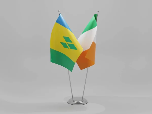 Ireland Saint Vincent Grenadines Cooperation Flags White Background Render — Stock Photo, Image