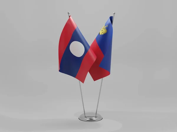 Lihtenştayn Laos Şbirliği Bayrakları Beyaz Arkaplan Render — Stok fotoğraf