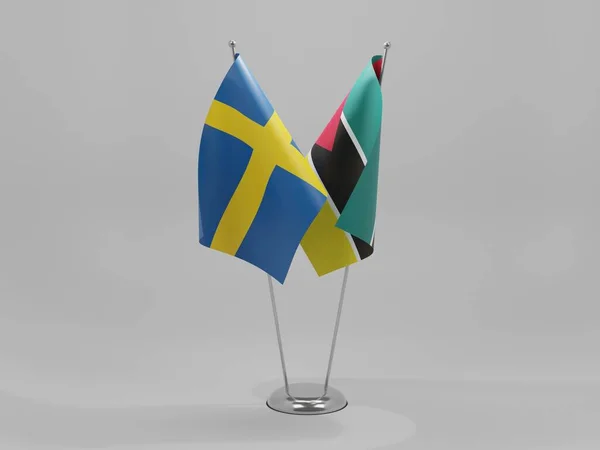 Mozambique Sweden Cooperation Flags White Background Render — Stock Photo, Image