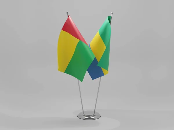 Gabon Bandiere Cooperazione Guinea Bissau Sfondo Bianco Render — Foto Stock