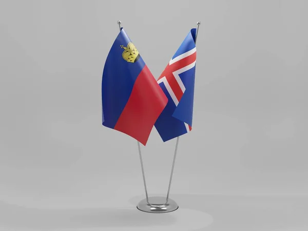 Island Liechtenstein Kooperationsflaggen Weißer Hintergrund Render — Stockfoto