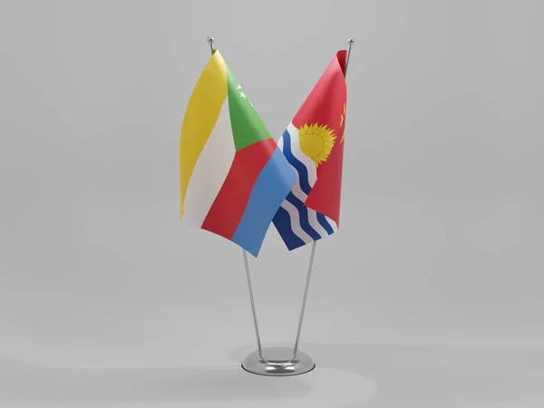 Kiribati Banderas Cooperación Comoras Fondo Blanco Render — Foto de Stock