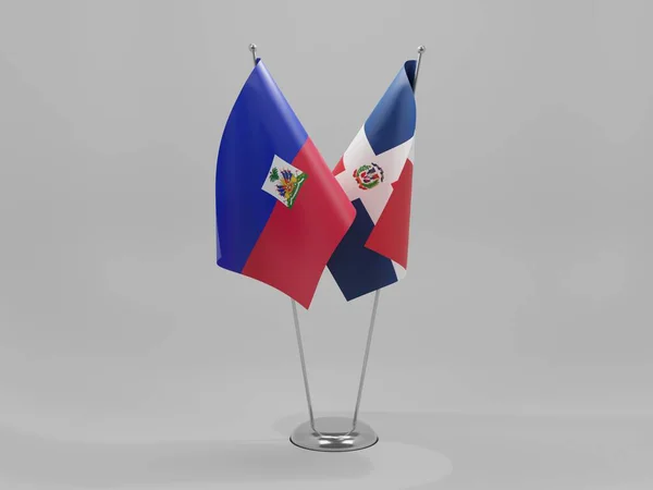 ドミニカ共和国 ハイチ協力旗 白い背景 3Dレンダリング — ストック写真