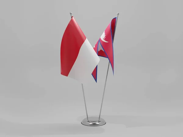 尼泊尔 印度尼西亚合作旗 白色背景 3D渲染 — 图库照片