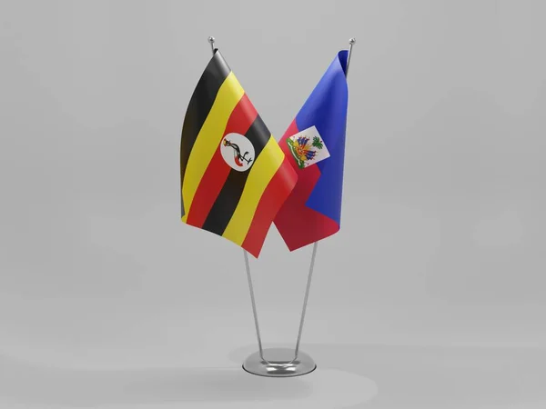 Haiti Uganda Cooperation Flags White Background Render — стокове фото