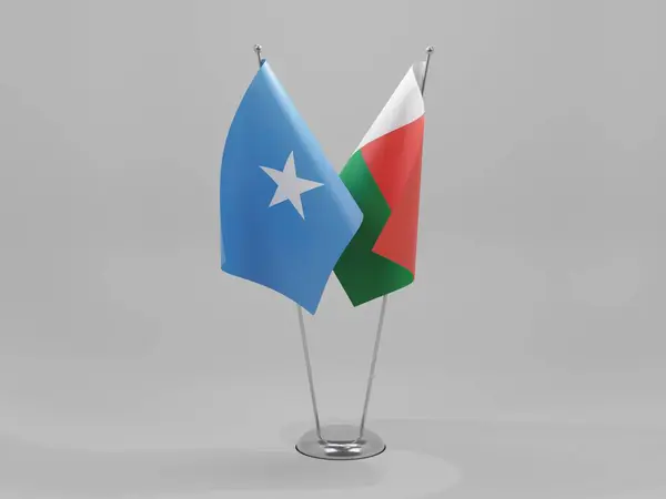 Madagascar Banderas Cooperación Somalia Fondo Blanco Render — Foto de Stock