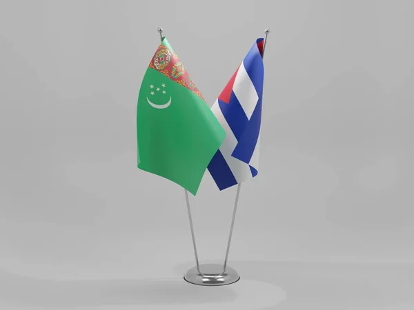 Banderas Cooperación Entre Cuba Turkmenistán Fondo Blanco Render — Foto de Stock