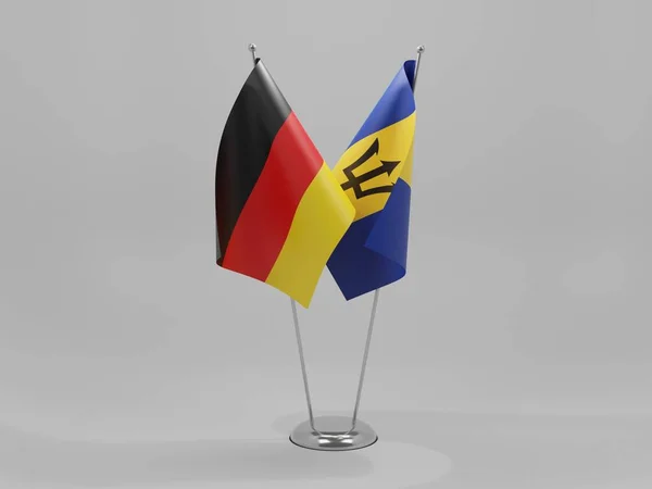 Barbados Bandeiras Cooperação Alemanha Fundo Branco Render — Fotografia de Stock