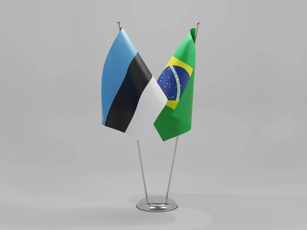 Brésil Estonie Drapeaux Coopération Fond Blanc Render — Photo