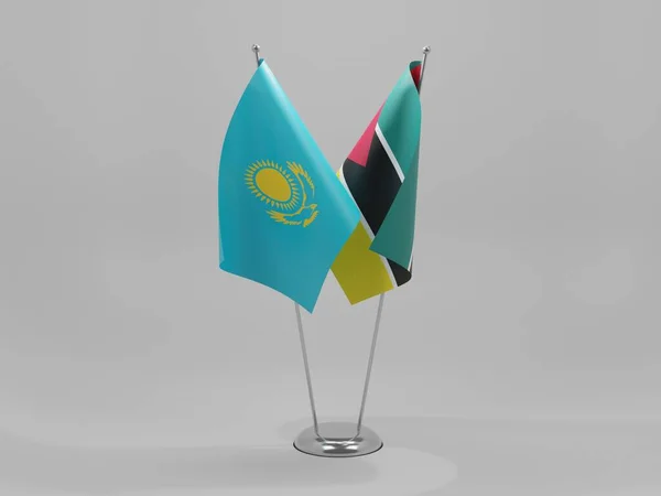 Moçambique Bandeiras Cooperação Cazaquistão Fundo Branco Render — Fotografia de Stock