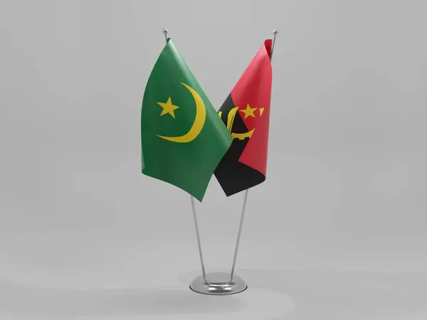 Angola Moritanya Şbirliği Bayrakları Beyaz Arkaplan Render — Stok fotoğraf