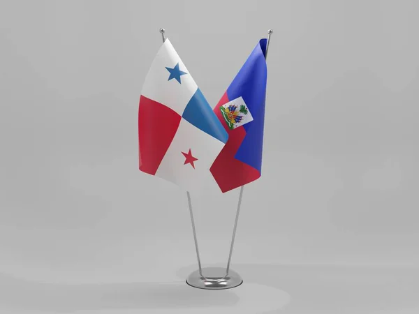 Haiti Panama Kooperationsfahnen Weißer Hintergrund Render — Stockfoto