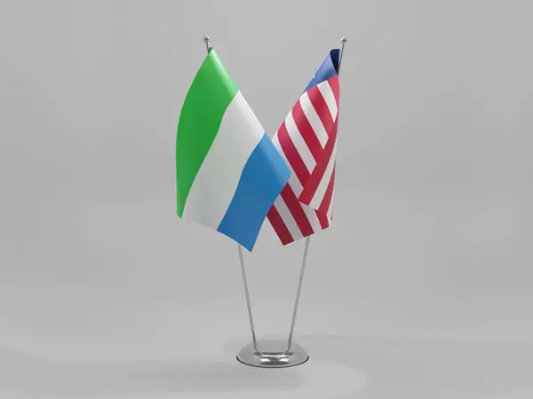Λιβερία Σημαία Συνεργασίας Σιέρα Λεόνε Λευκό Φόντο Render — Φωτογραφία Αρχείου