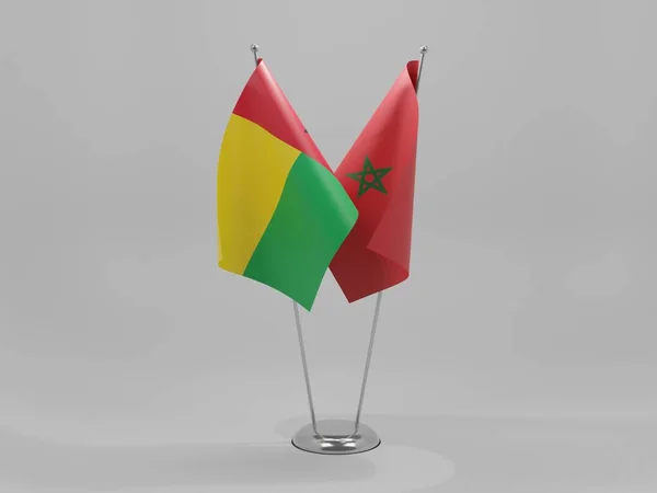 Maroko Gwinea Bissau Flagi Współpracy Białe Tło Render — Zdjęcie stockowe