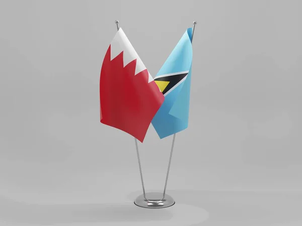 Santa Lucía Banderas Cooperación Bahréin Fondo Blanco Render — Foto de Stock
