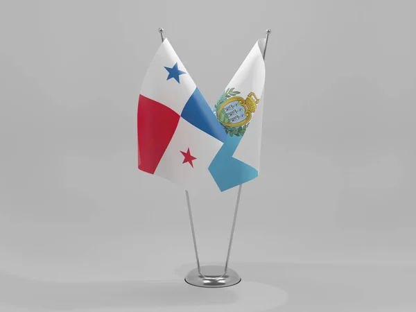 San Marino Panama Flaggen Weißer Hintergrund Render — Stockfoto