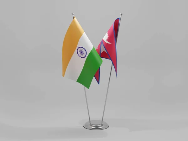 Σημαίες Συνεργασίας Νεπάλ Ινδία Λευκό Φόντο Render — Φωτογραφία Αρχείου