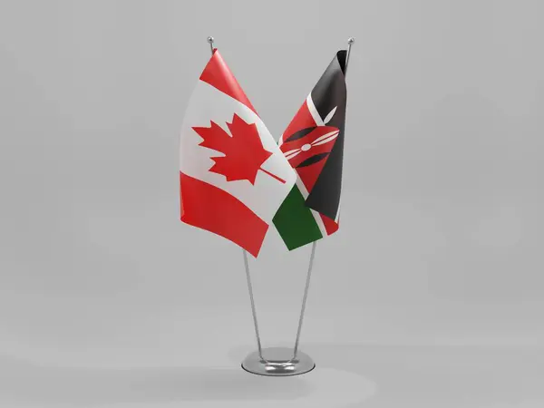 Kenia Kanada Kooperationsfahnen Weißer Hintergrund Render — Stockfoto