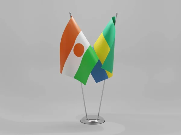 Gabon Niger Cooperation Flags White Background Render — стокове фото