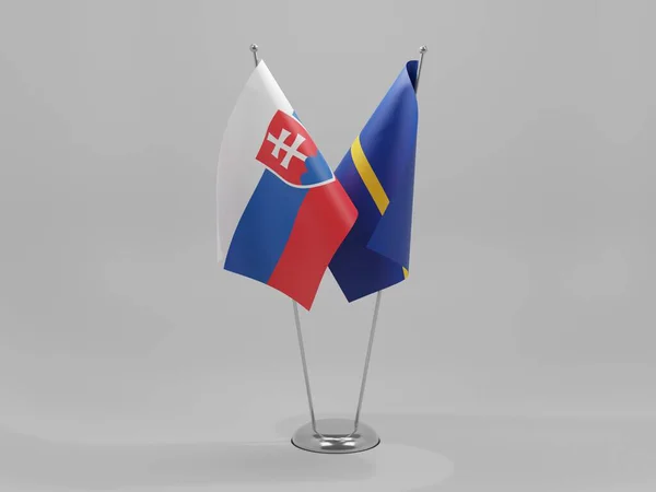 Nauru Slovakien Samarbete Flaggor Vit Bakgrund Render — Stockfoto