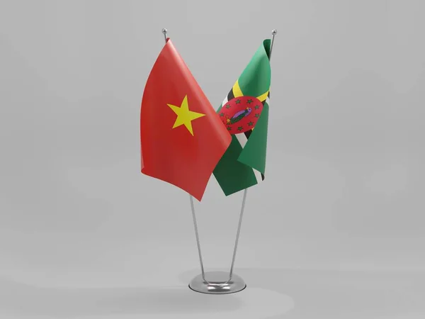 多米尼克 越南合作旗 白色背景 3D渲染 — 图库照片