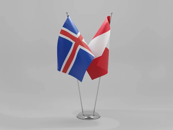 ペルー アイスランド協力旗 白い背景 3Dレンダリング — ストック写真