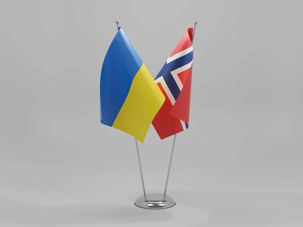 Норвегія Україна Прапори Співробітництва Біле Тло Рендер — стокове фото