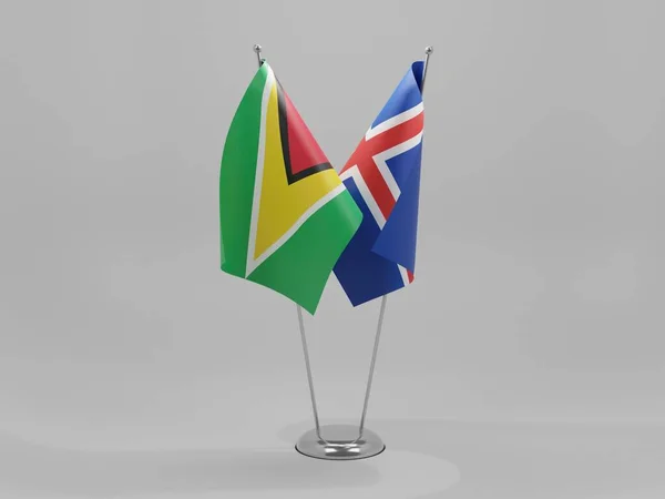 Islandia Guyana Banderas Cooperación Fondo Blanco Render —  Fotos de Stock
