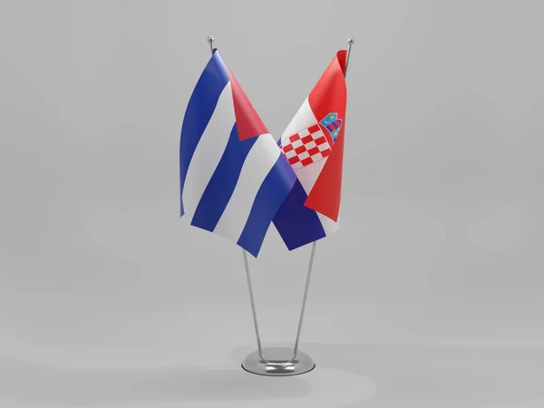Croatia - Cuba Cooperation Flags, White Background - 3D Render