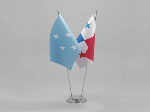 Panama Bandiere Cooperazione Micronesia Sfondo Bianco Render — Foto Stock