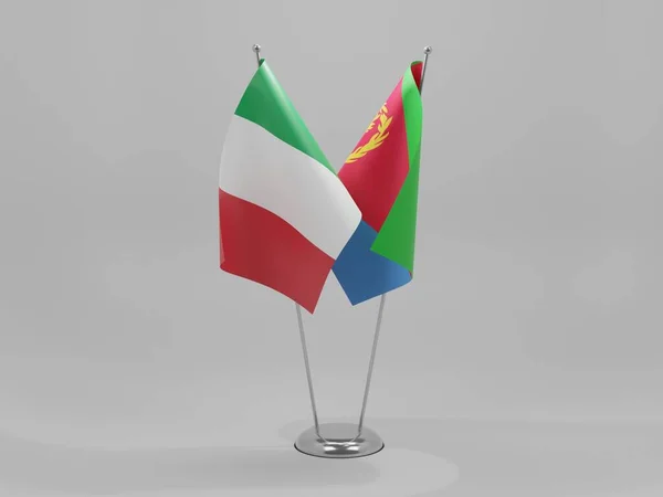 Eritreia Itália Bandeiras Cooperação Fundo Branco Render — Fotografia de Stock